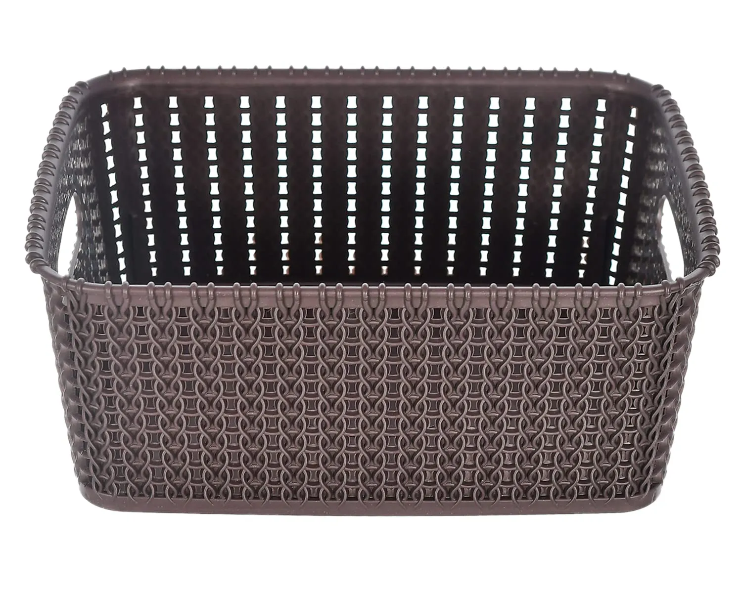 Kuber Industries Multiuses Large M 20 Plastic Basket/Organizer With Lid- Pack of 2 (Brown) -46KM063