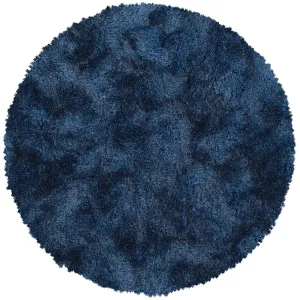 Large Wool Plush Modern Contemporary Round Charcoal Navy 8' x 8' Round Rug