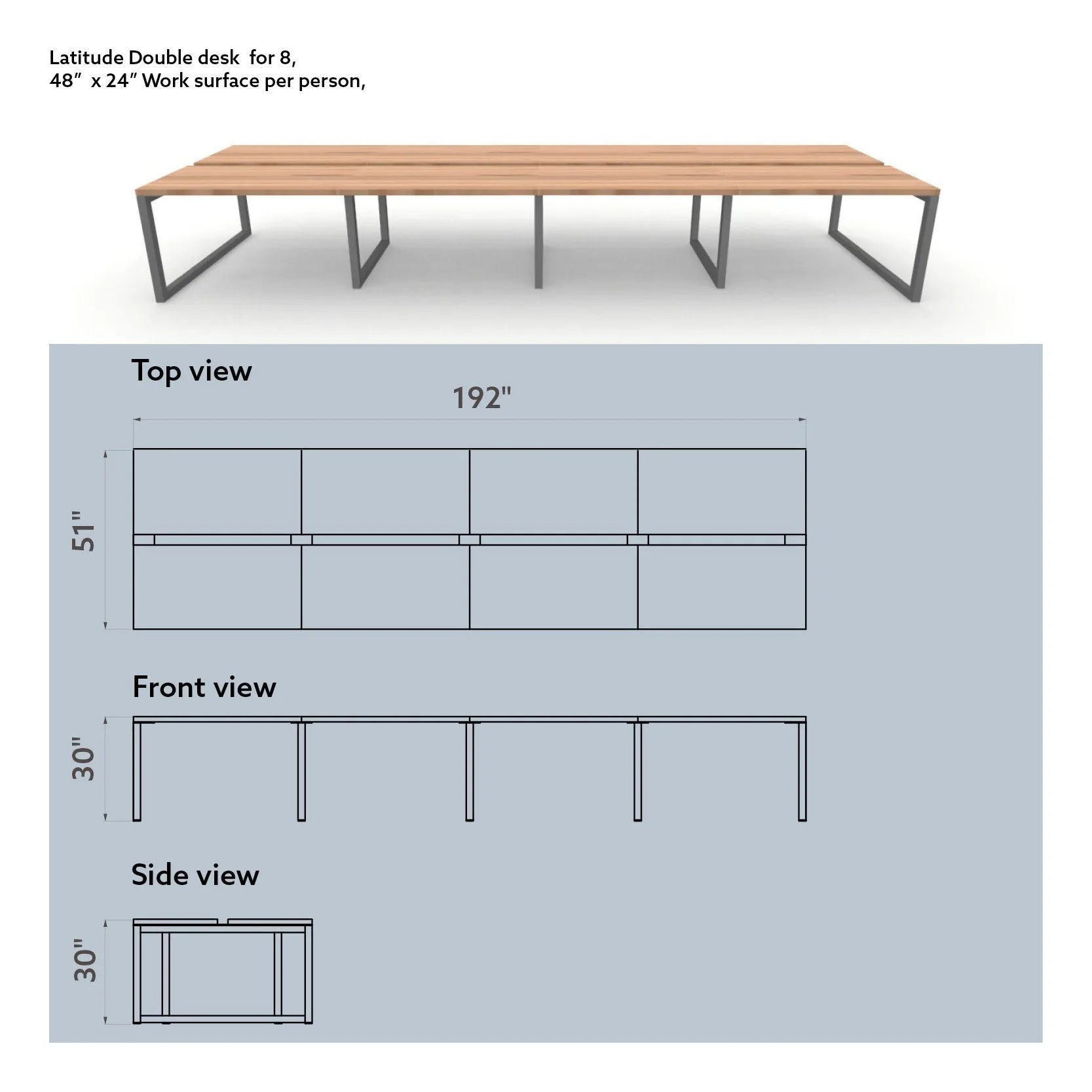 Latitude Double Desk for 8