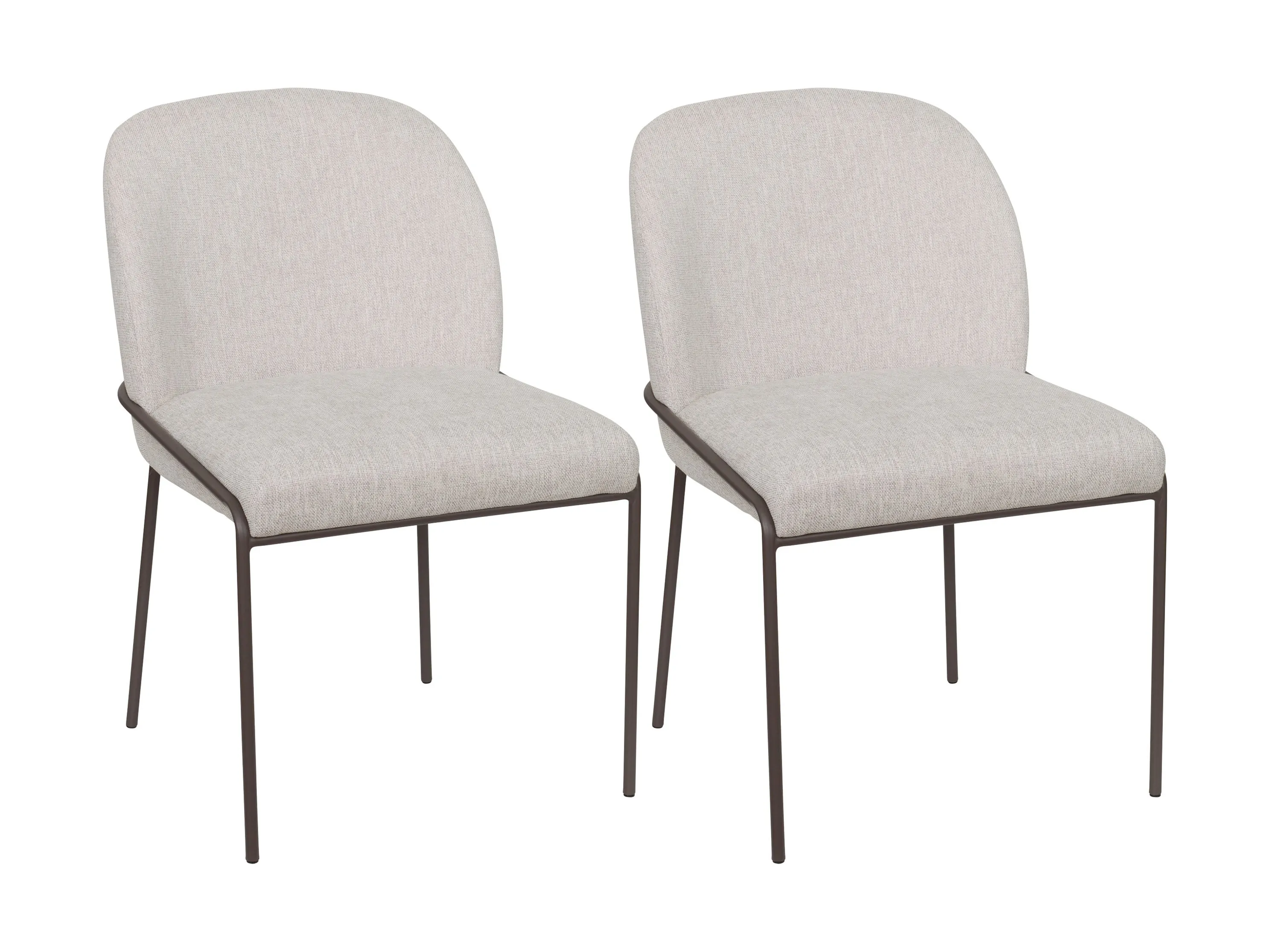 Light Grey High Back Upholstered Dining Chairs, Set of 2