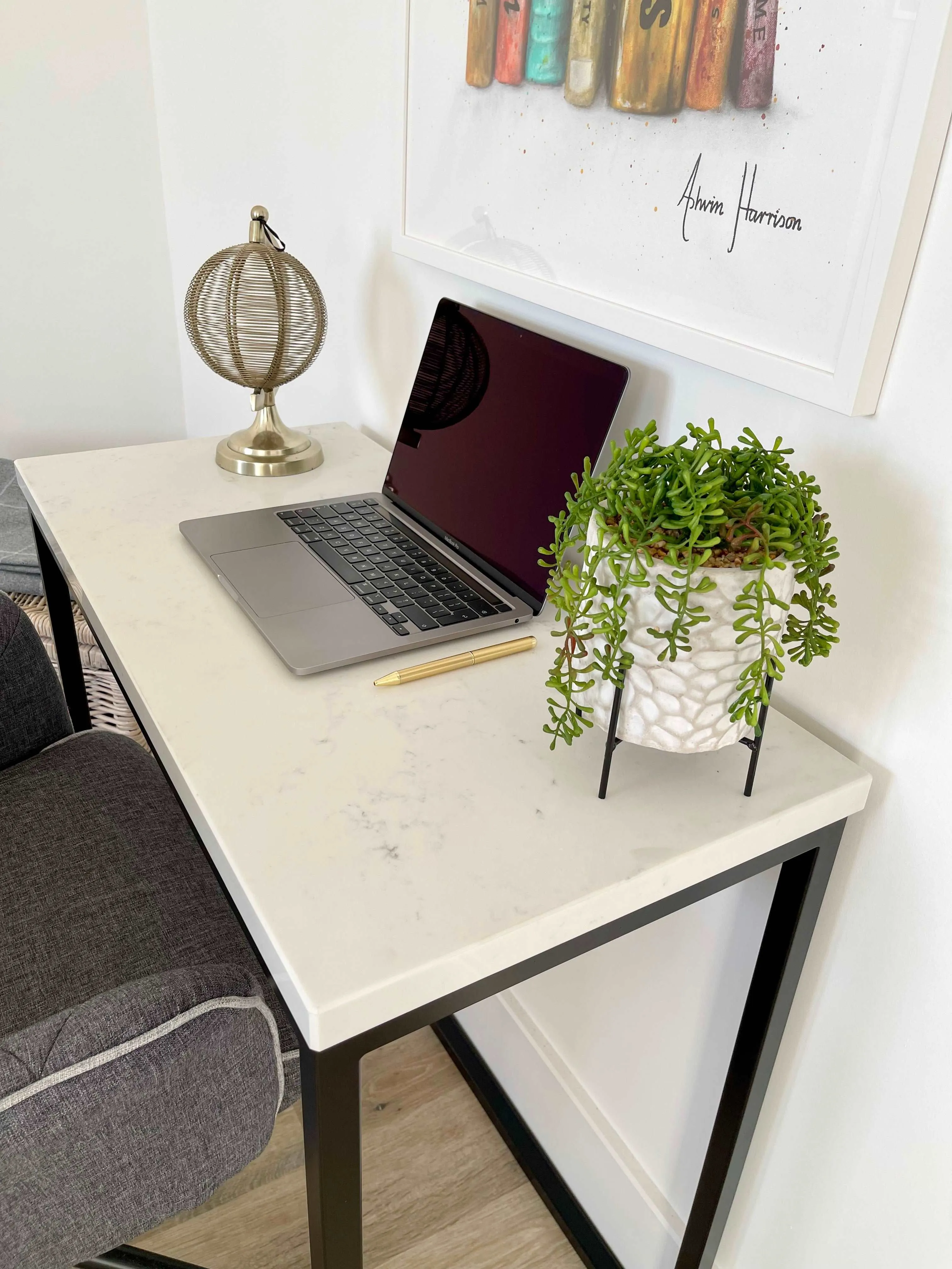 Luna Marble Metal Office Desk Table