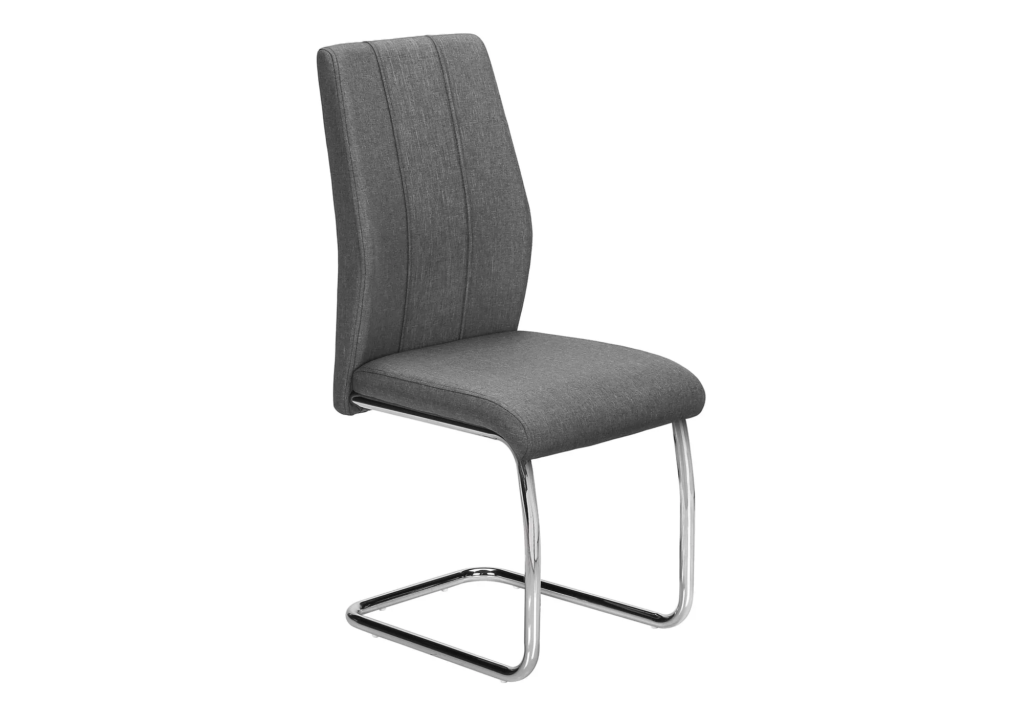 Luxura Duo: Modern Upholstered Dining Chairs - Set of 2, Grey Fabric & Chrome, 39 inch Height