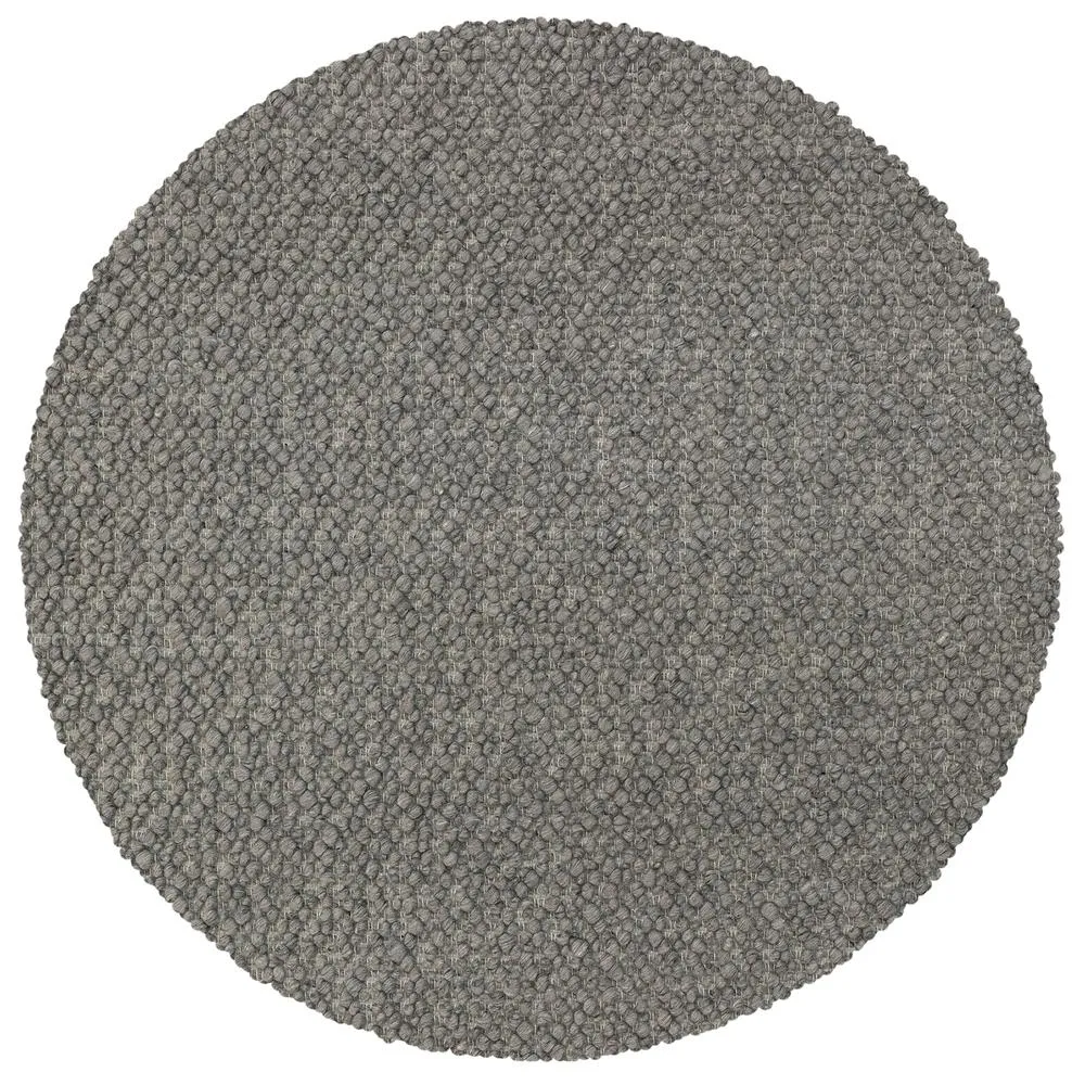 Medium Wool Plush Modern Contemporary Round Charcoal 4' x 4' Round Rug