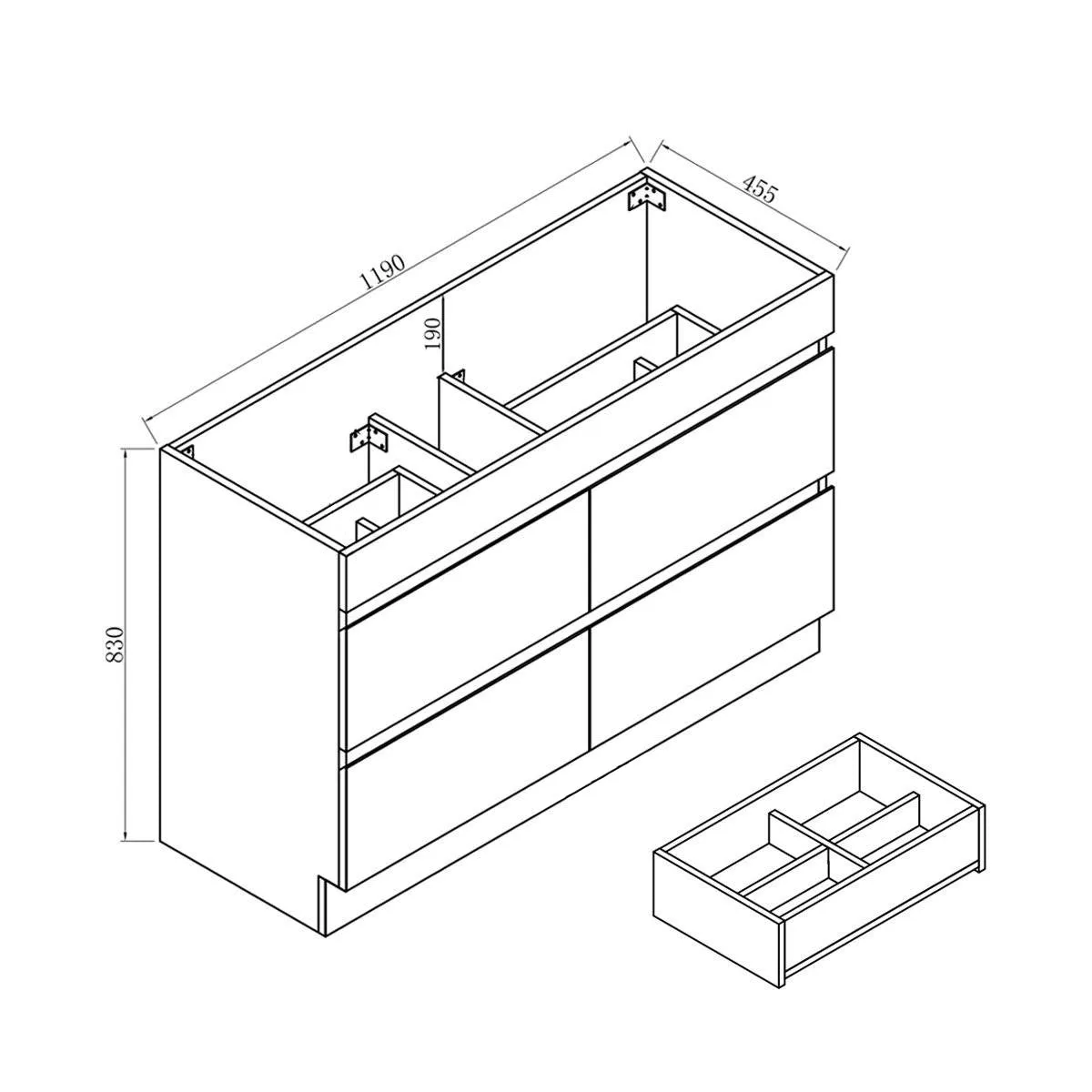 Mia 1200mm Floor Standing Bathroom Vanity - Single Bowl