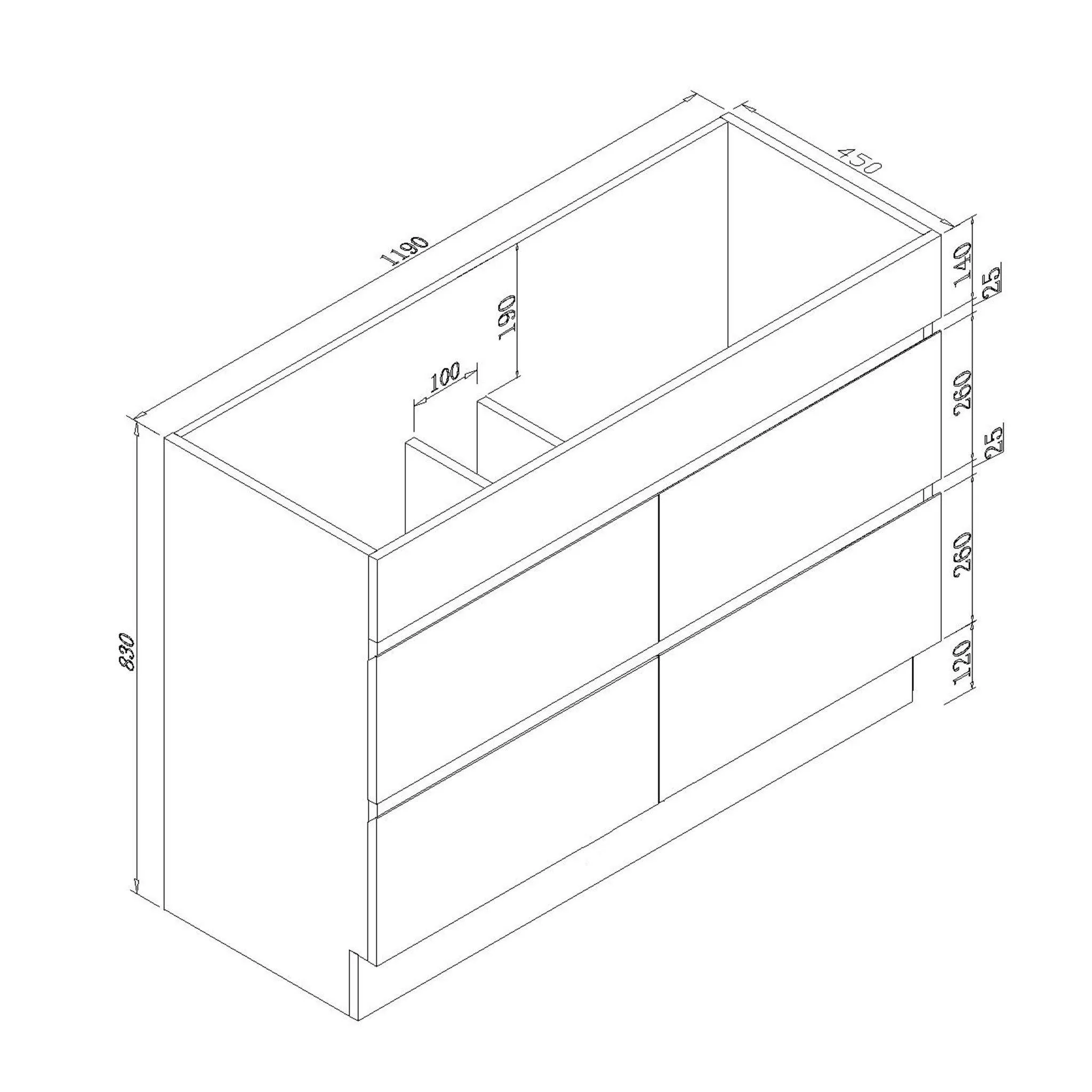 Mia 1200mm Floor Standing Bathroom Vanity - Single Bowl