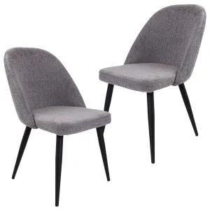 Mid-Century Fabric Dining Chairs Set with Metal Frame