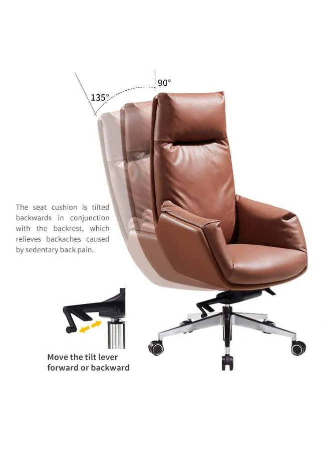 Modern Stylish Height Adjustable with Headrest Executive Office Chair with Genuine Leather Seats for Office, Home