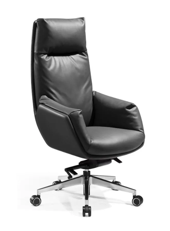 Modern Stylish Height Adjustable with Headrest Executive Office Chair with Genuine Leather Seats for Office, Home