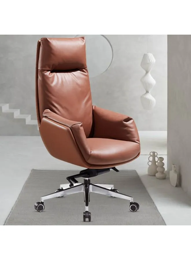 Modern Stylish Height Adjustable with Headrest Executive Office Chair with Genuine Leather Seats for Office, Home