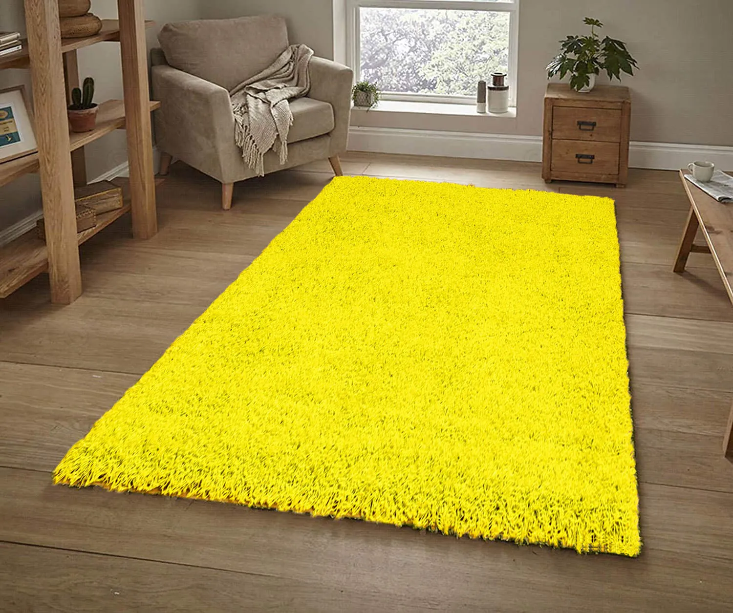 Modern thick super soft Shaggy rug 160 x 230cm -Vibrant/Fluorescent Green