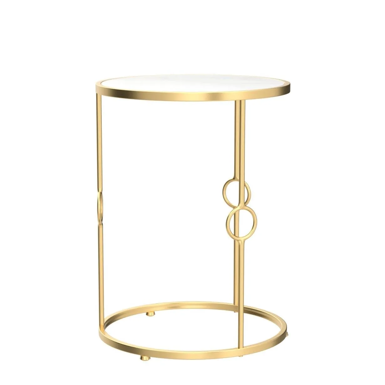 New Mark Impex Round Metal Side/End Table with Decorative Legs, in-Lay Top, Home Decor Marble Table for Living Room, Bedroom,