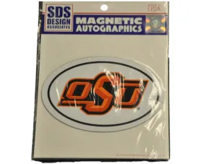 Oklahoma State Cowboys SDS Design Oval Text Logo Design White Magnet 6" x 4"