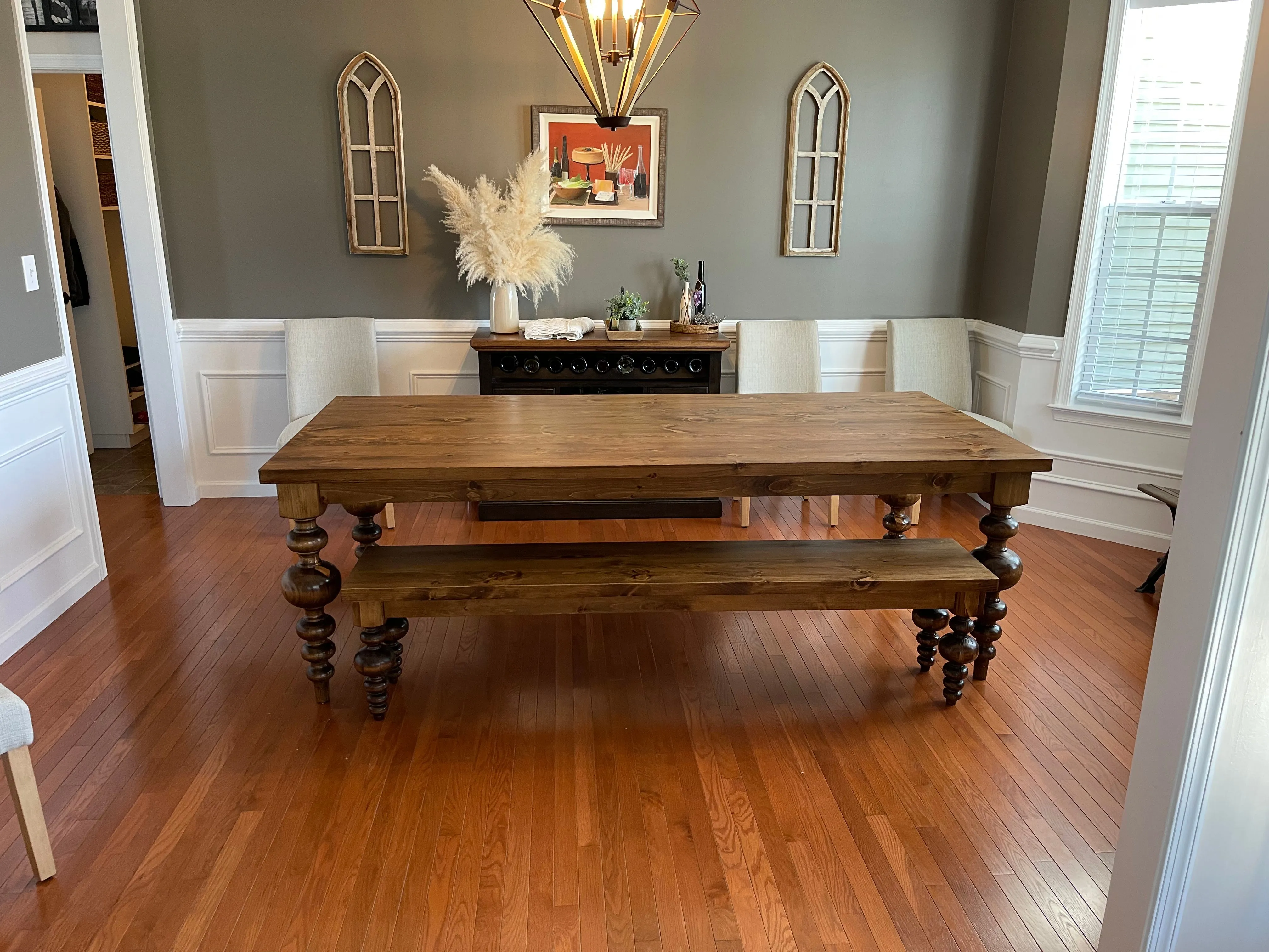 PINE Alice Turned Leg Dining Table - Ebony