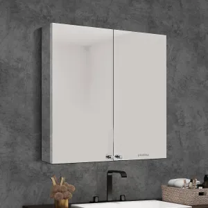 Plantex Planet Platinum 304 Stainless Steel Bathroom Mirror Cabinet with Double Door/Bathroom Accessories (18x18 Inch)