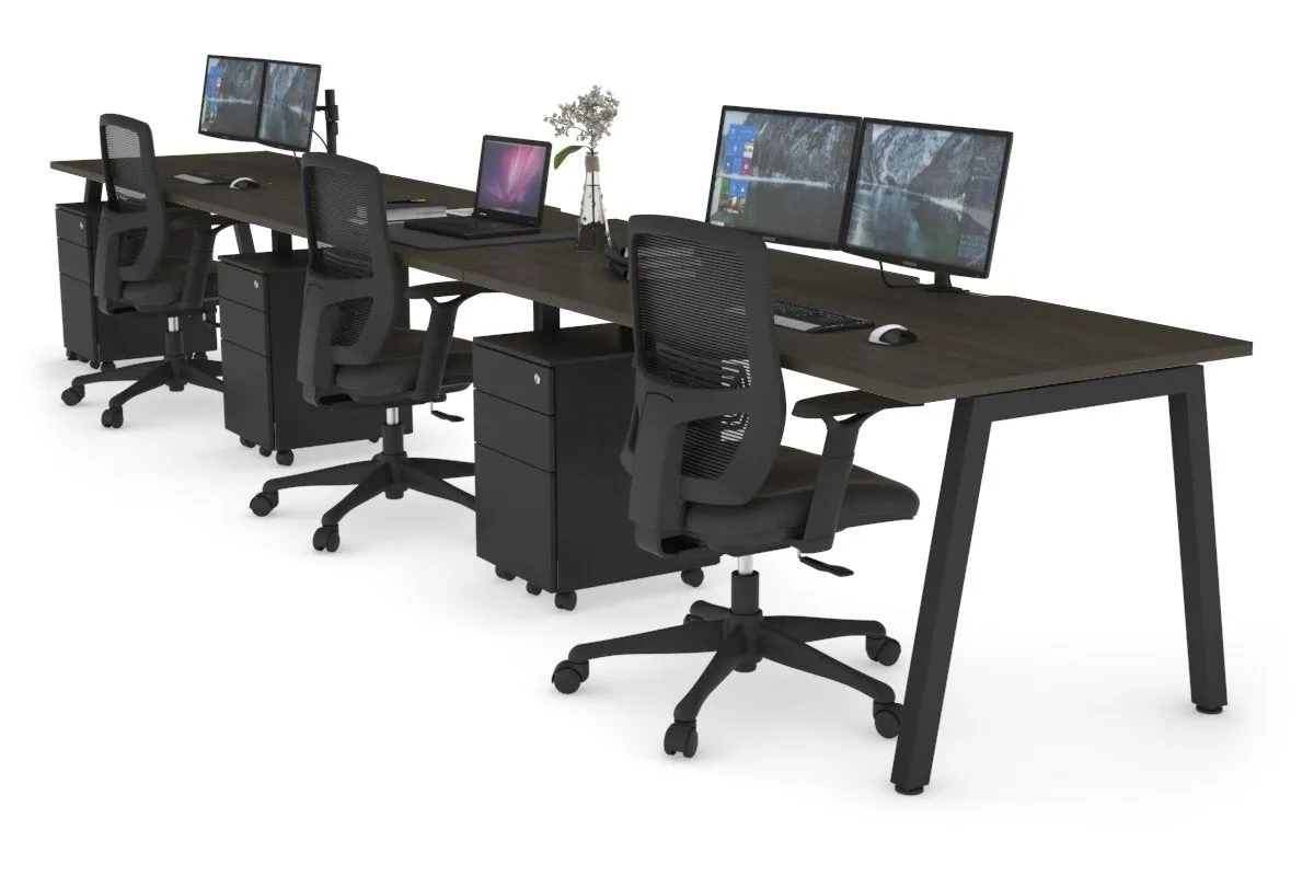 Quadro 3 Person Run Office Workstation [1200L x 800W with Cable Scallop]