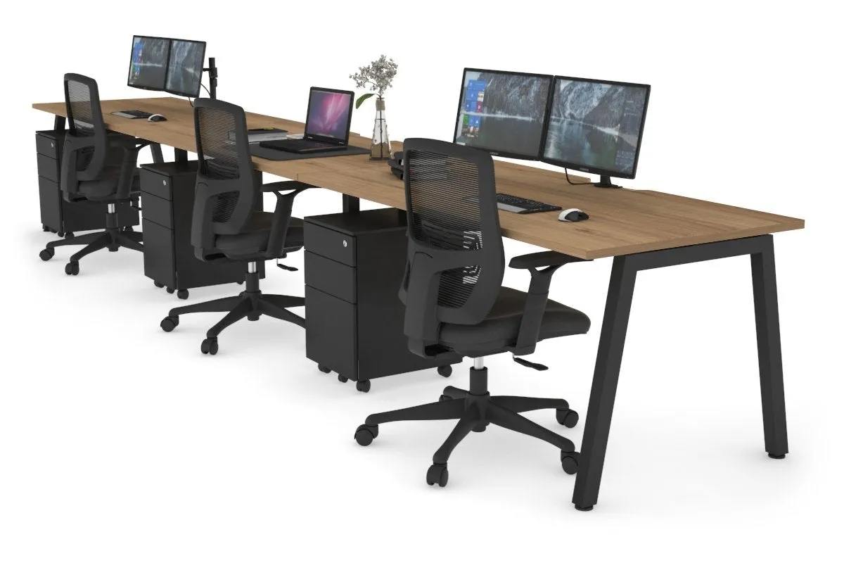 Quadro 3 Person Run Office Workstation [1200L x 800W with Cable Scallop]