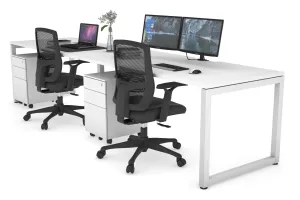 Quadro Loop Legs 2 Person Run Office Workstation [1800L x 800W with Cable Scallop]