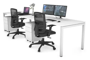 Quadro Square Legs 2 Person Run Office Workstation [1800L x 800W with Cable Scallop]