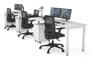 Quadro Square Legs 3 Person Run Office Workstation [1400L x 700W]