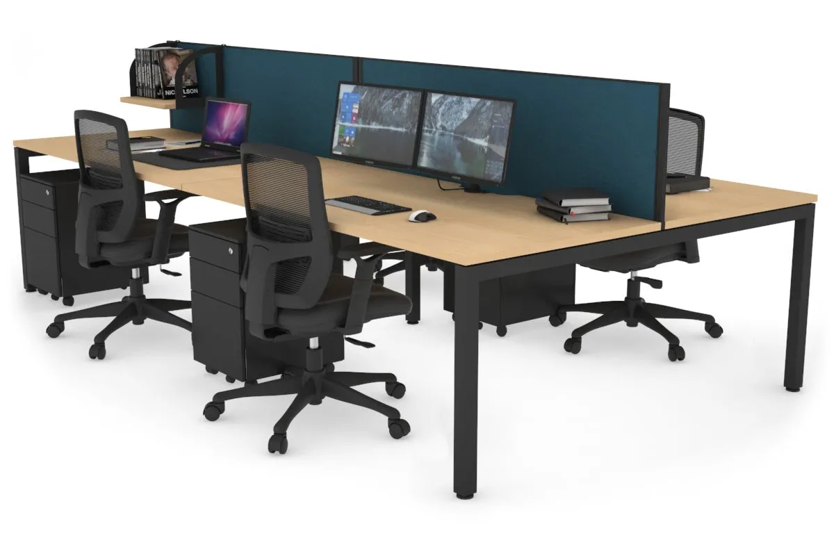 Quadro Square Legs 4 Person Office Workstation [1200L x 800W with Cable Scallop]