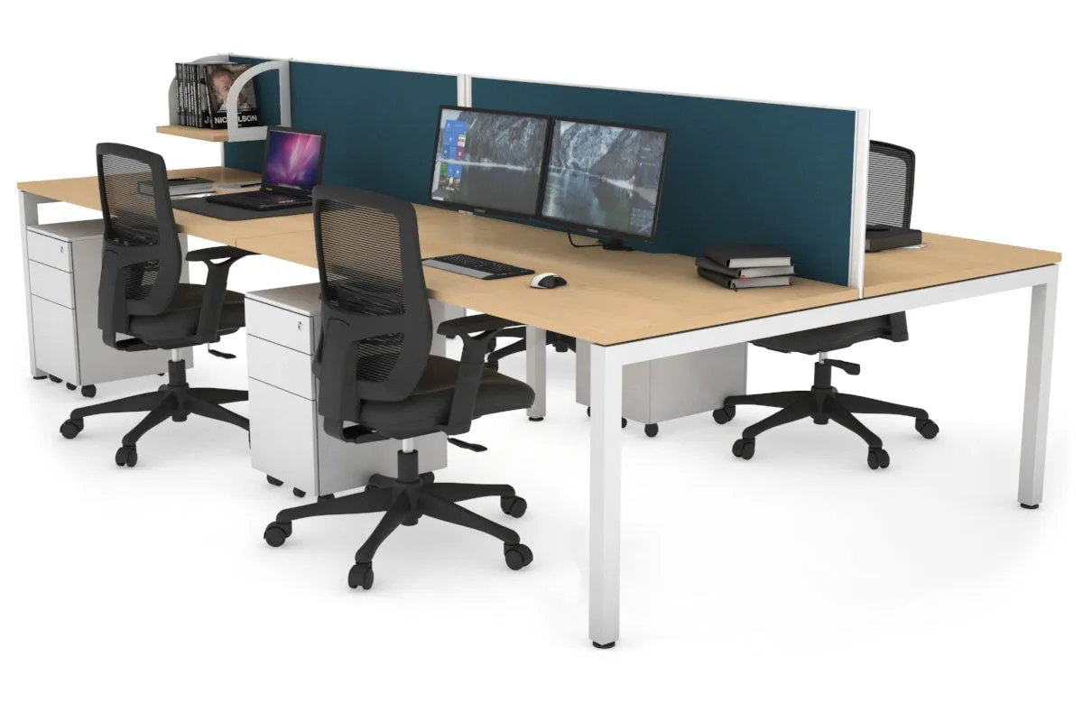 Quadro Square Legs 4 Person Office Workstation [1200L x 800W with Cable Scallop]