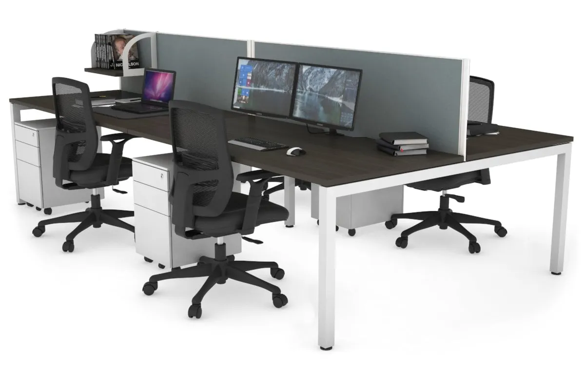 Quadro Square Legs 4 Person Office Workstation [1200L x 800W with Cable Scallop]