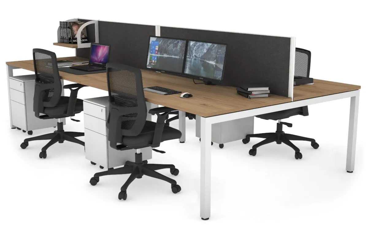 Quadro Square Legs 4 Person Office Workstation [1200L x 800W with Cable Scallop]