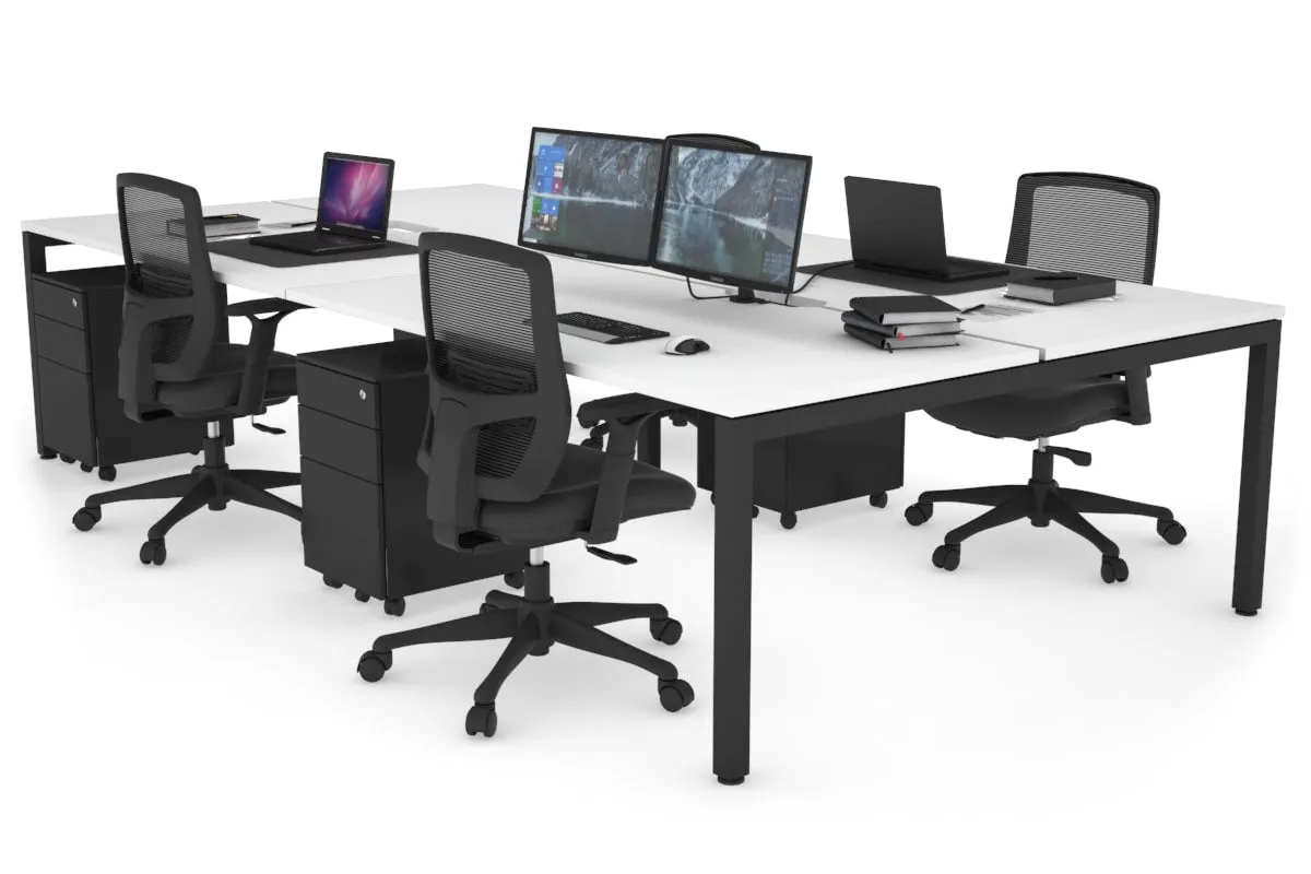 Quadro Square Legs 4 Person Office Workstation [1200L x 800W with Cable Scallop]