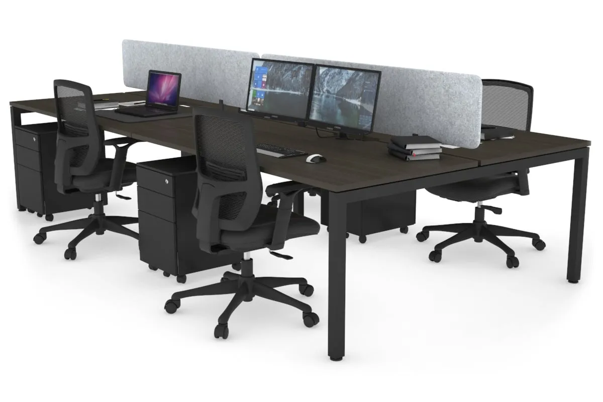 Quadro Square Legs 4 Person Office Workstation [1200L x 800W with Cable Scallop]