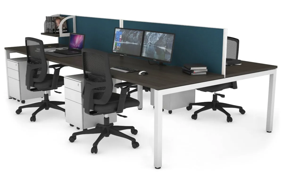 Quadro Square Legs 4 Person Office Workstation [1200L x 800W with Cable Scallop]