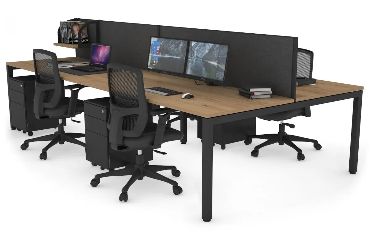 Quadro Square Legs 4 Person Office Workstation [1200L x 800W with Cable Scallop]