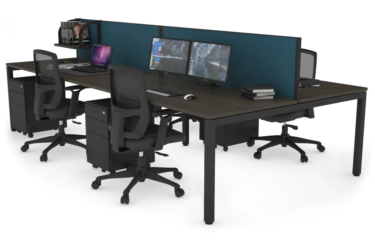 Quadro Square Legs 4 Person Office Workstation [1200L x 800W with Cable Scallop]