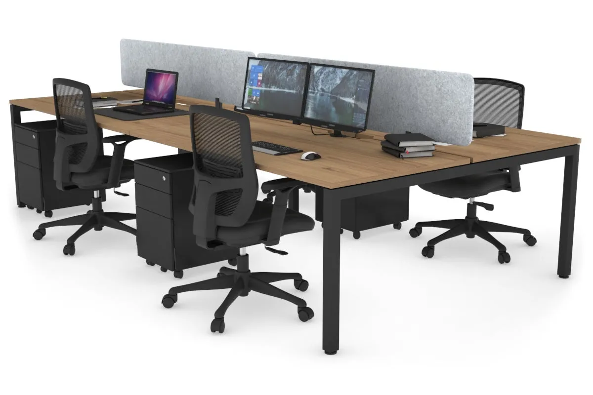 Quadro Square Legs 4 Person Office Workstation [1200L x 800W with Cable Scallop]