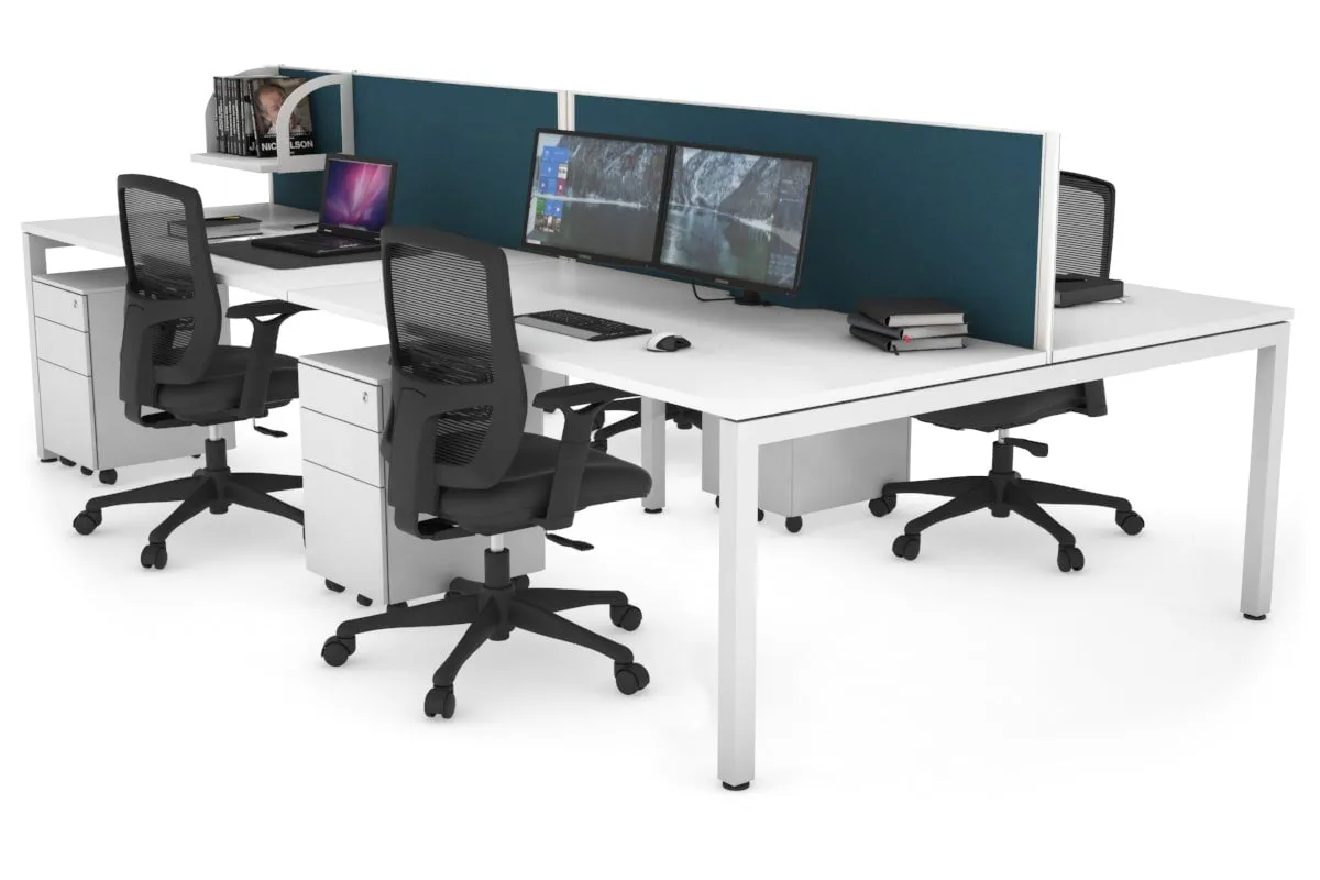 Quadro Square Legs 4 Person Office Workstation [1200L x 800W with Cable Scallop]