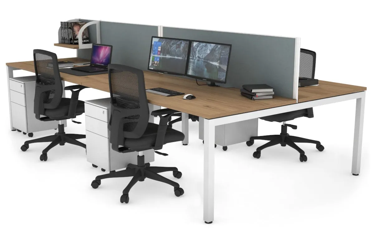 Quadro Square Legs 4 Person Office Workstation [1200L x 800W with Cable Scallop]