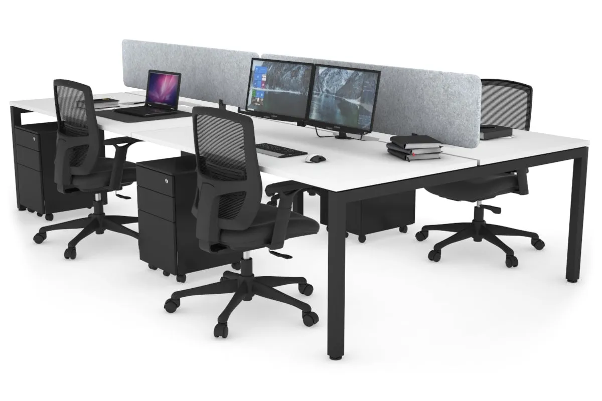 Quadro Square Legs 4 Person Office Workstation [1200L x 800W with Cable Scallop]