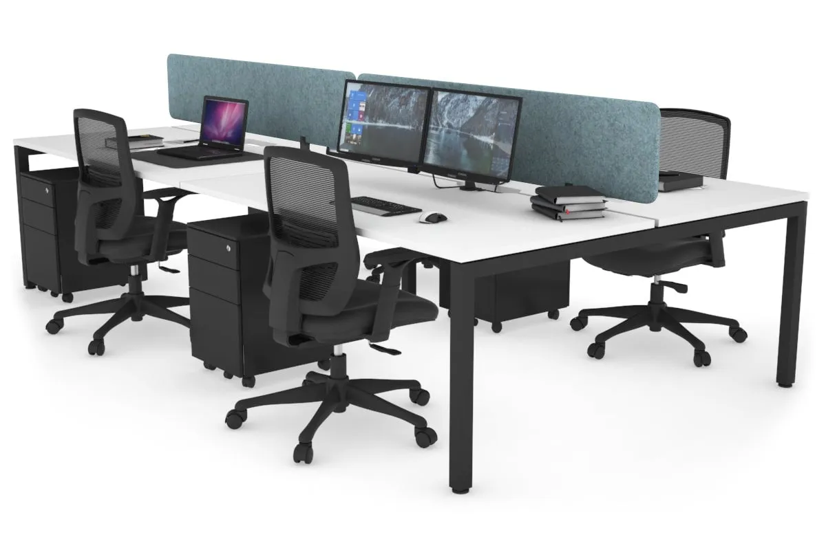 Quadro Square Legs 4 Person Office Workstation [1200L x 800W with Cable Scallop]