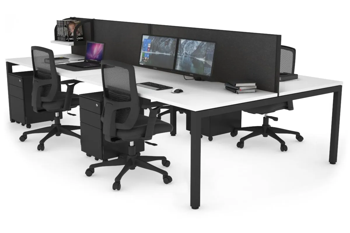 Quadro Square Legs 4 Person Office Workstation [1200L x 800W with Cable Scallop]