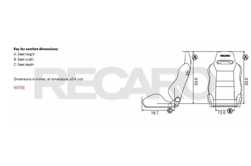 Recaro Speed V Passenger Seat | Black Leather/Red Suede Accent (rec7227110.2.3169)