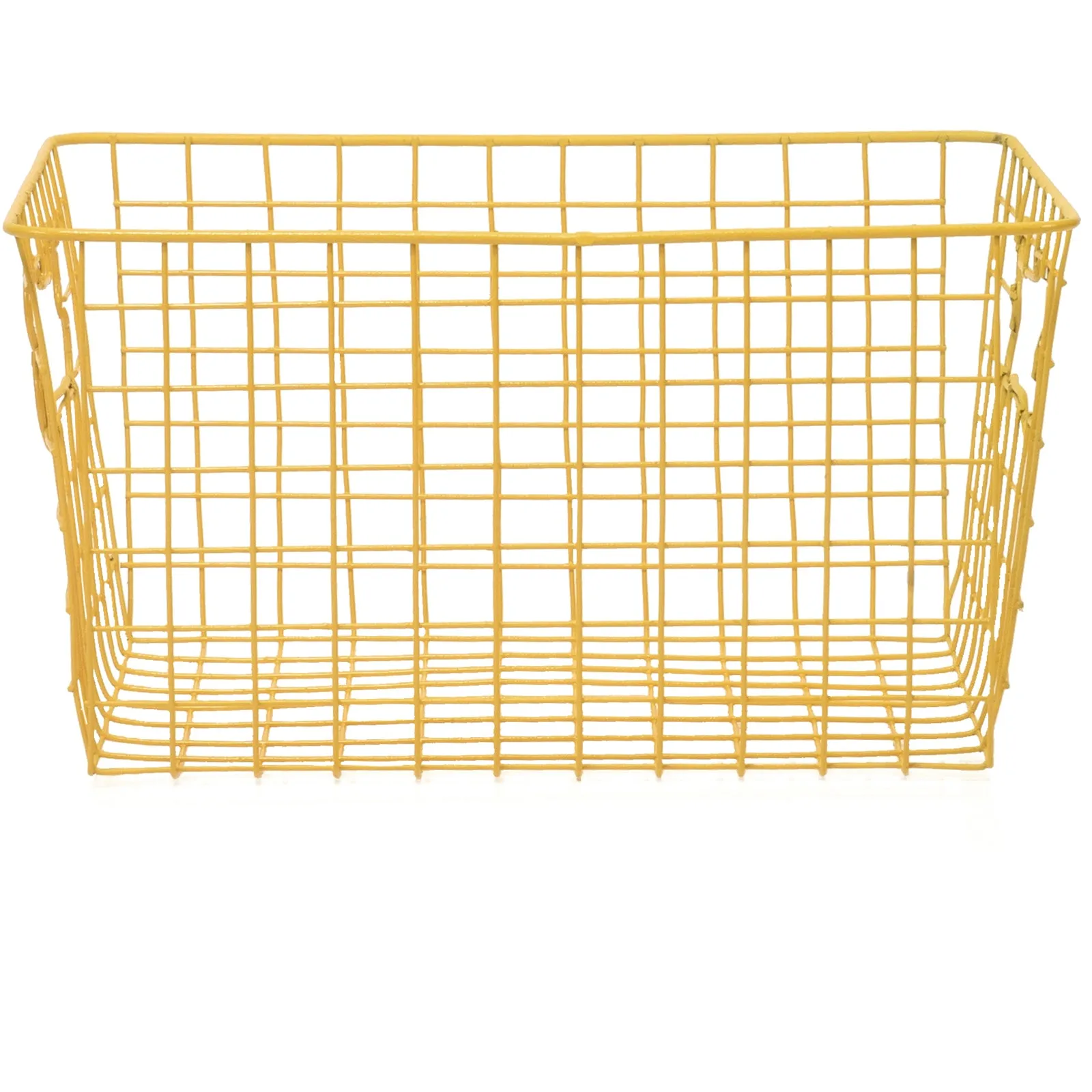 Red Co. 13” x 9.5” Rectangular Metal Wire Dog Toy Storage Basket with Handles, Yellow