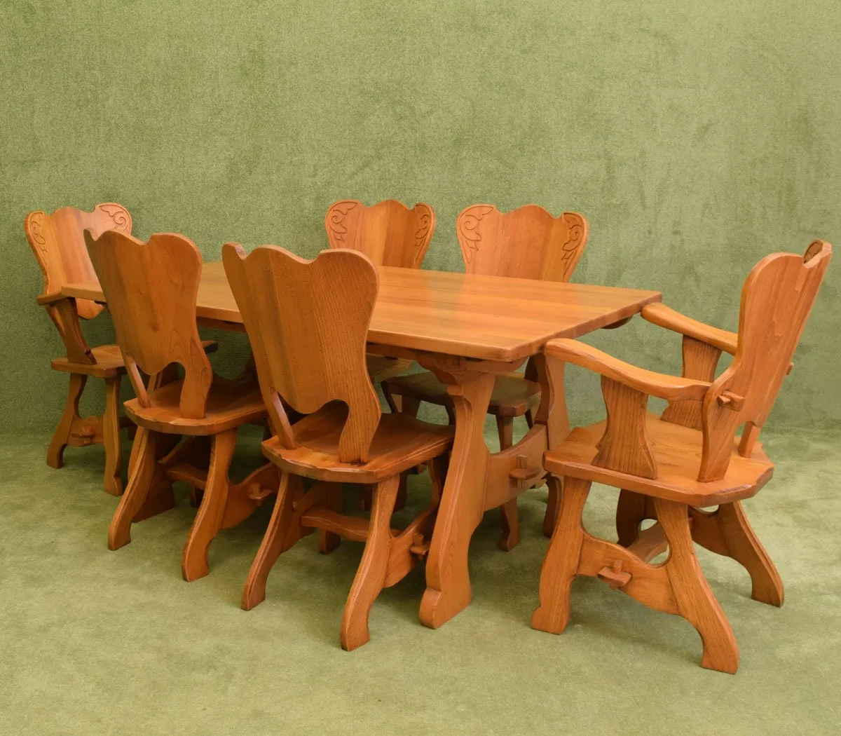 Rustic Dutch Elm Table & 6 Chairs