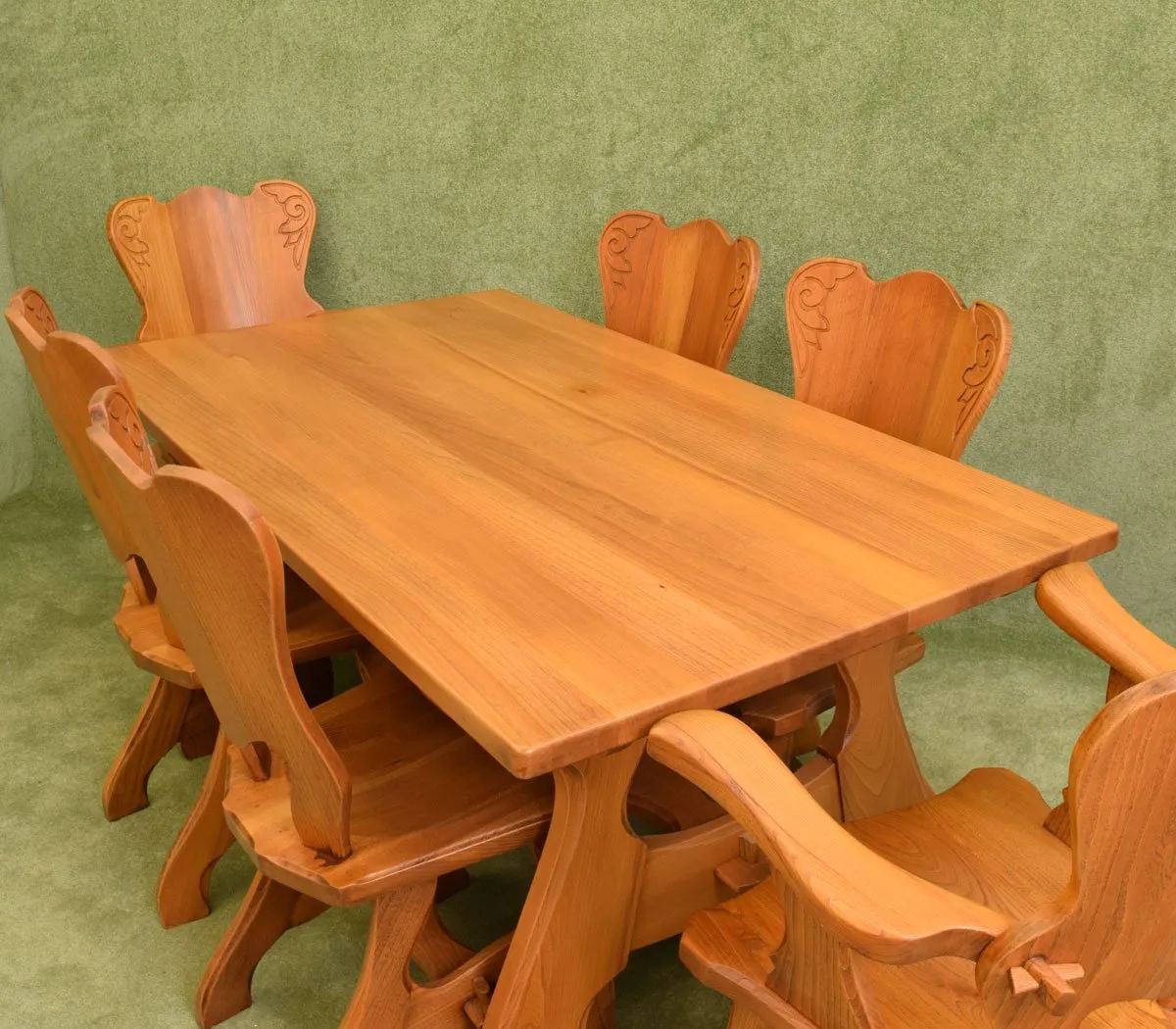 Rustic Dutch Elm Table & 6 Chairs