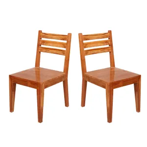 (Set of 2) Teak wood Light tone finish Dining Chair