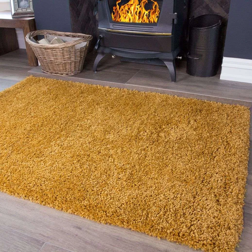 Soft Yellow Ochre Shaggy Rug