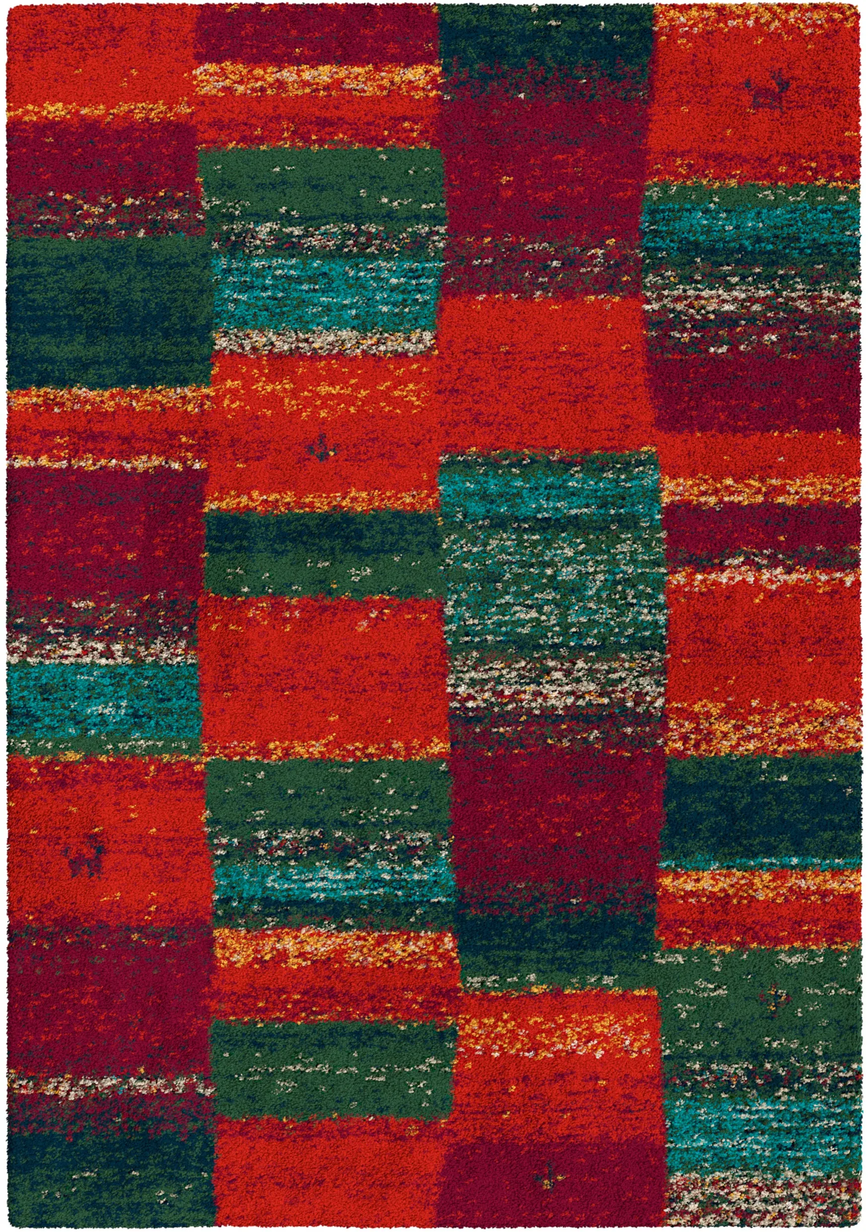 Spanish Tango, Multi-Colour Area Rug, Terracotta, Red, Green,Teal