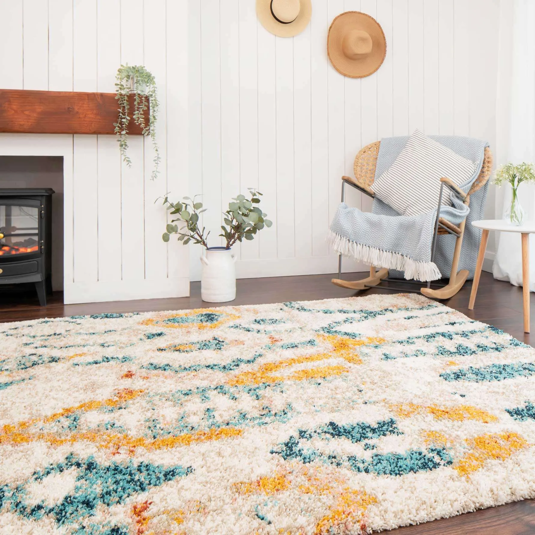 Super Soft Abstract Moroccan Shaggy Runner Rug