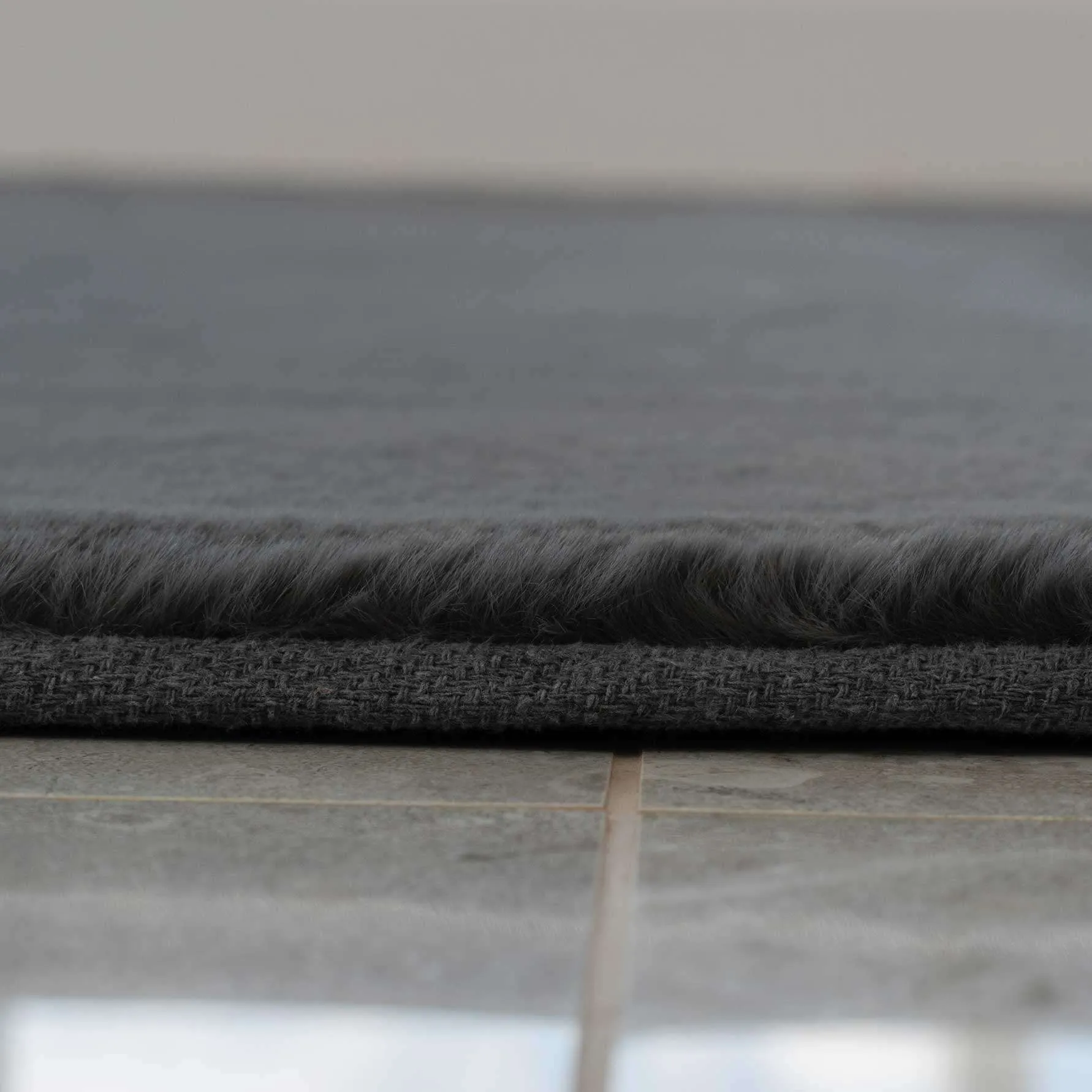 Super Soft Dark Grey Faux Fur Area Rug