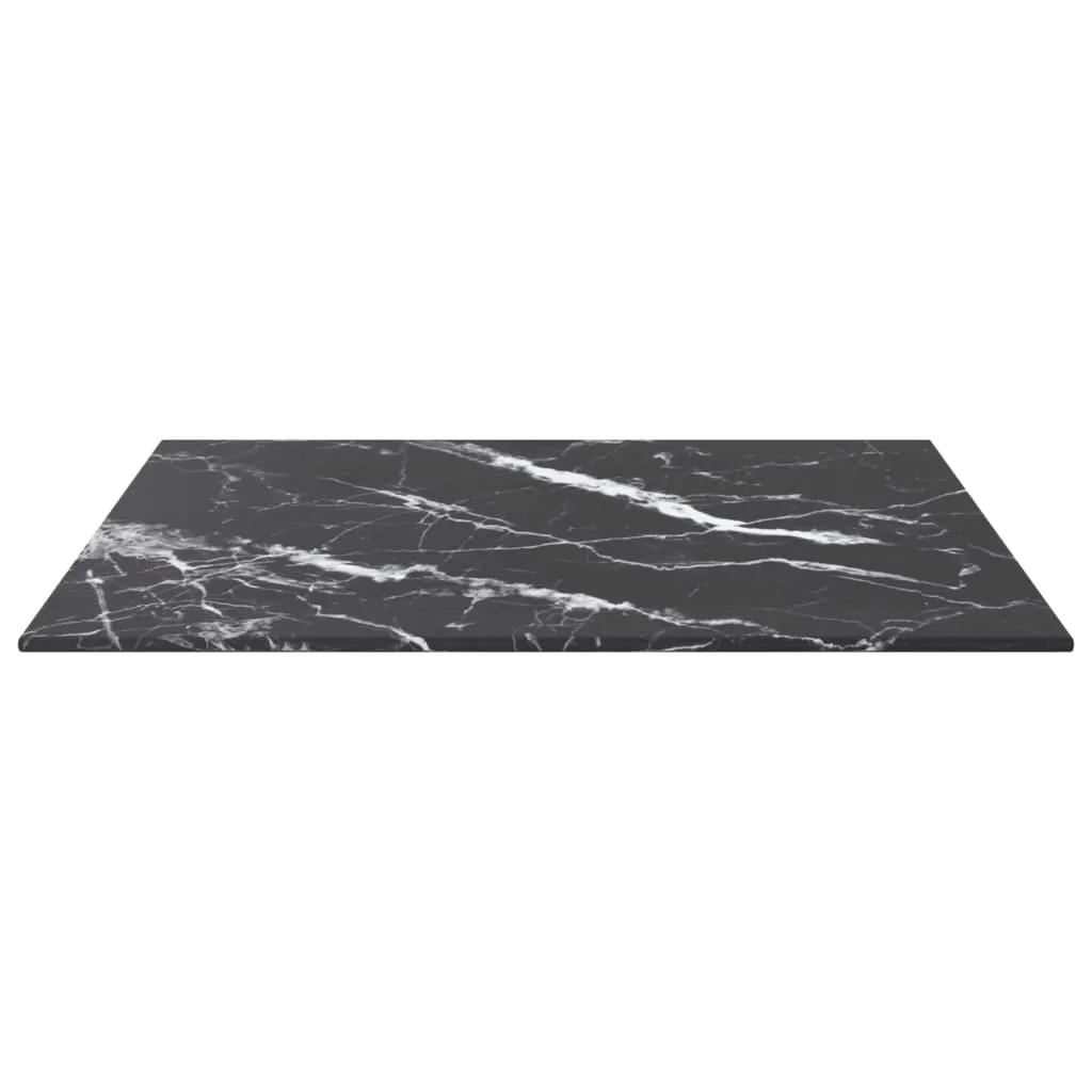 Table Top Black 50x50 cm 6 mm Tempered Glass with Marble Design