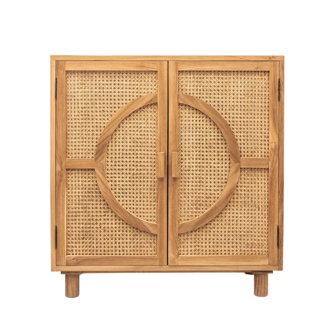 Teak & Rattan Cabinet