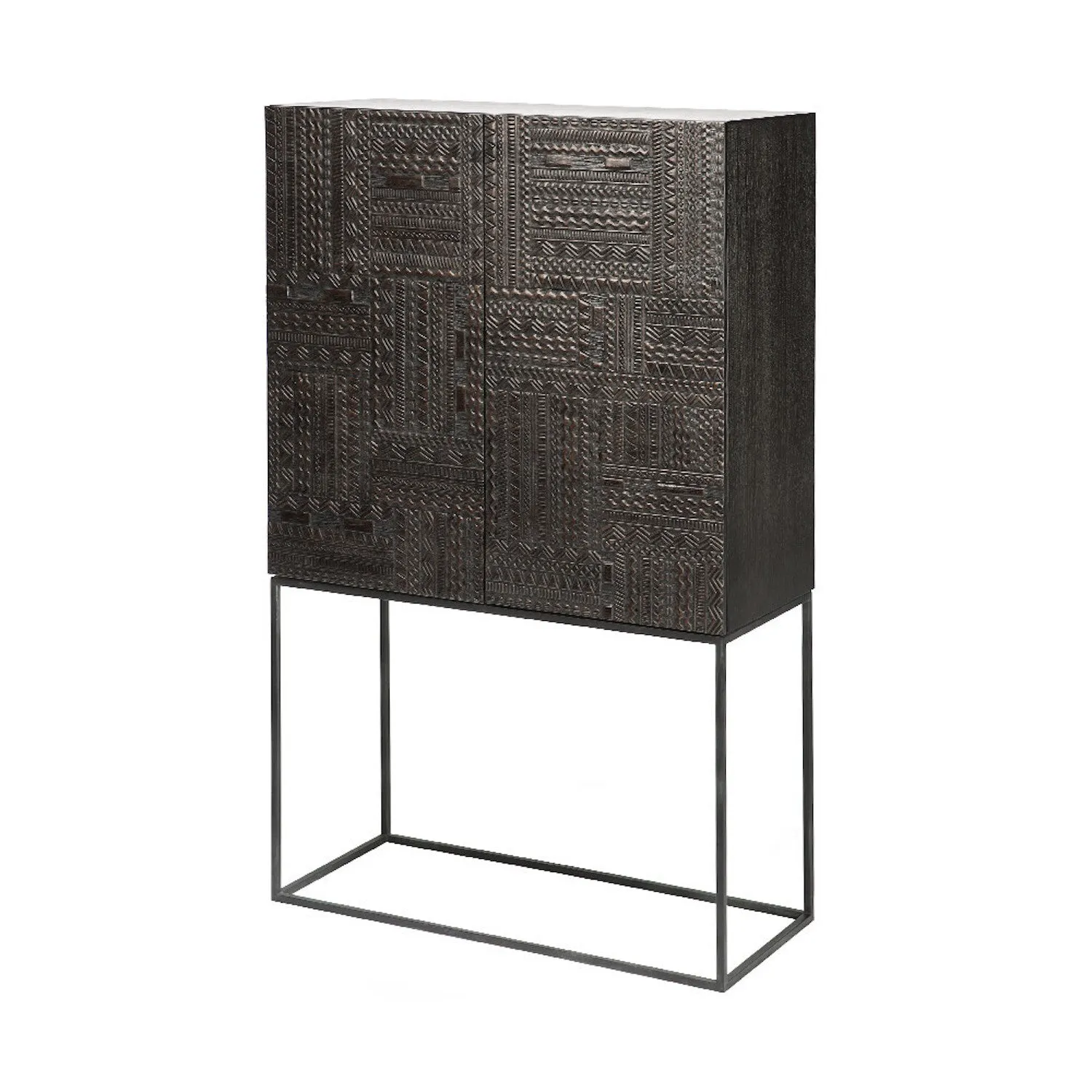 Teak Tabwa Black Storage Cupboard - Varnished